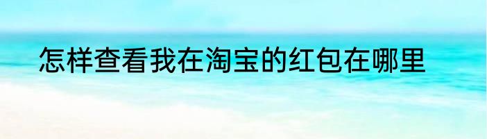 怎样查看我在淘宝的红包在哪里
