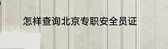 怎样查询北京专职安全员证