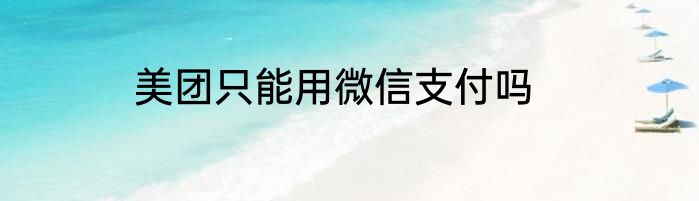 美团只能用微信支付吗