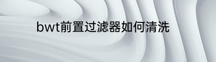 bwt前置过滤器如何清洗