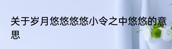 关于岁月悠悠悠悠小令之中悠悠的意思