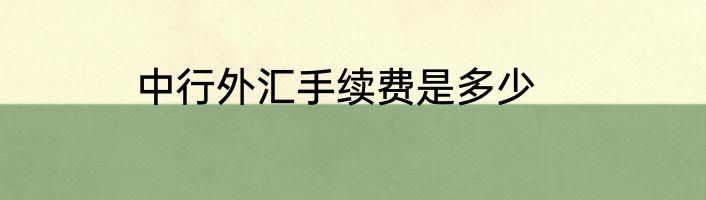 中行外汇手续费是多少