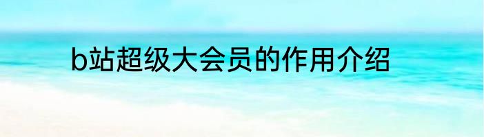 b站超级大会员的作用介绍