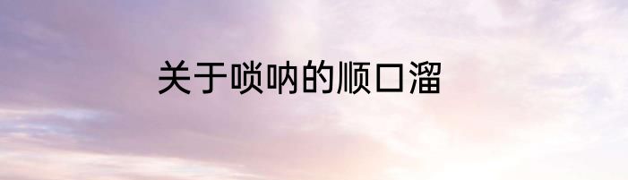 关于唢呐的顺口溜