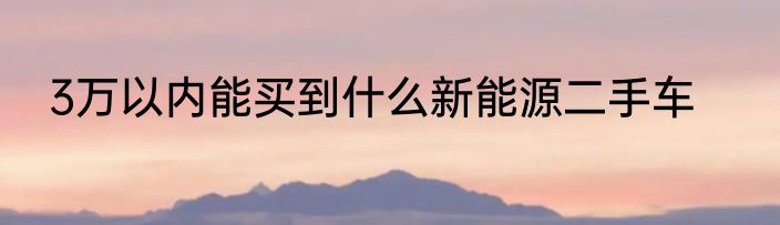 3万以内能买到什么新能源二手车