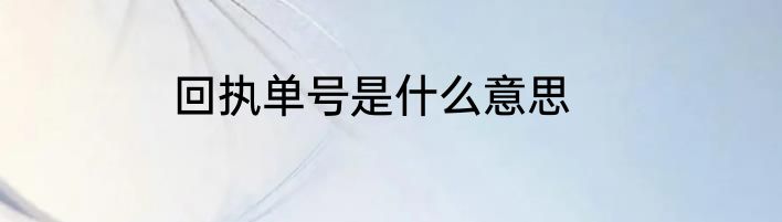 回执单号是什么意思