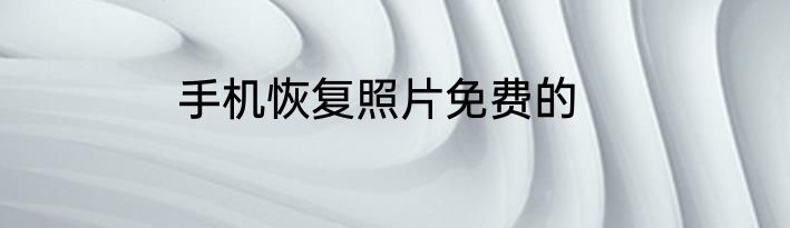 手机恢复照片免费的