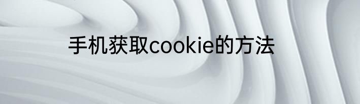 手机获取cookie的方法