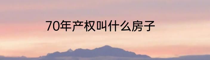 70年产权叫什么房子