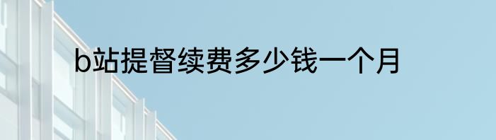 b站提督续费多少钱一个月