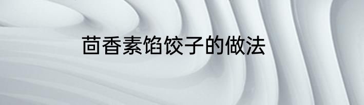 茴香素馅饺子的做法