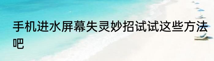手机进水屏幕失灵妙招试试这些方法吧