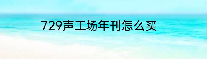 729声工场年刊怎么买
