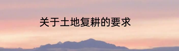 关于土地复耕的要求