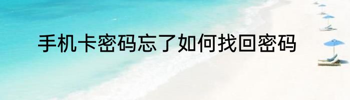 手机卡密码忘了如何找回密码