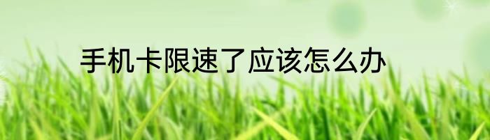 手机卡限速了应该怎么办