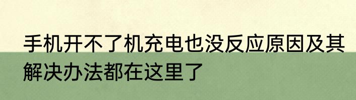 手机开不了机充电也没反应原因及其解决办法都在这里了