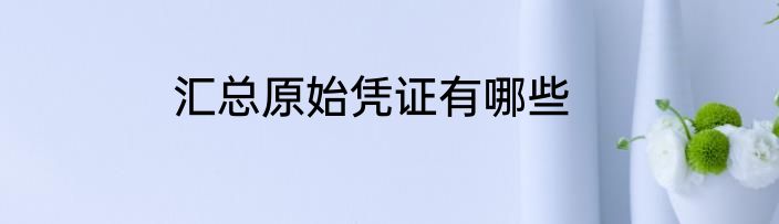 汇总原始凭证有哪些