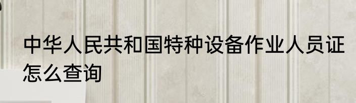 中华人民共和国特种设备作业人员证怎么查询