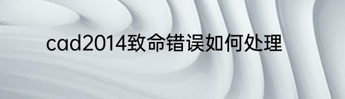 cad2014致命错误如何处理