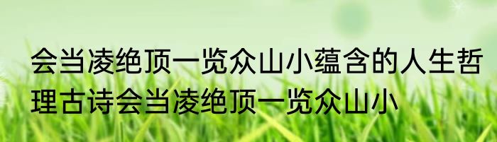 会当凌绝顶一览众山小蕴含的人生哲理古诗会当凌绝顶一览众山小