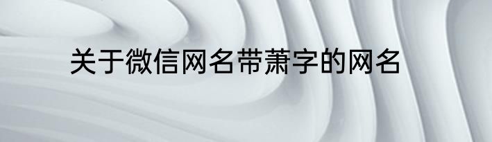 关于微信网名带萧字的网名