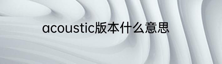 acoustic版本什么意思