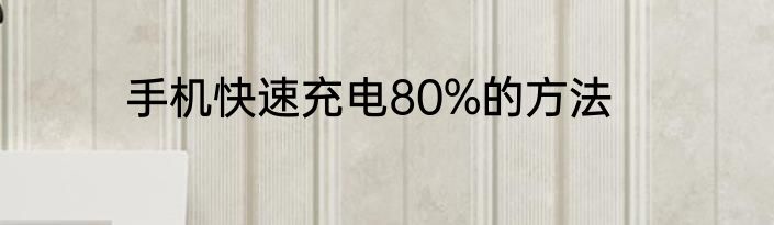 手机快速充电80%的方法