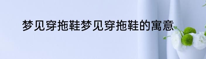 梦见穿拖鞋梦见穿拖鞋的寓意