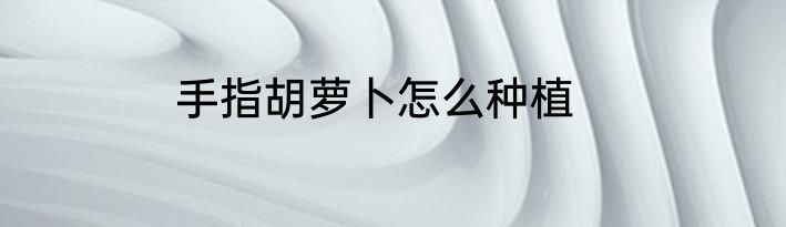 手指胡萝卜怎么种植