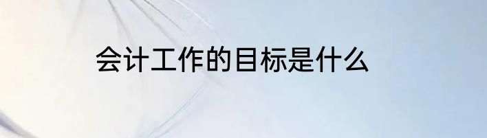 会计工作的目标是什么