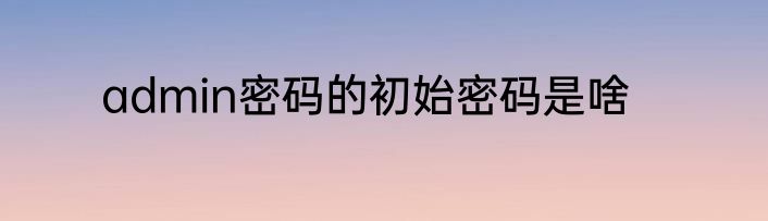 admin密码的初始密码是啥