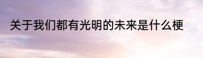 关于我们都有光明的未来是什么梗