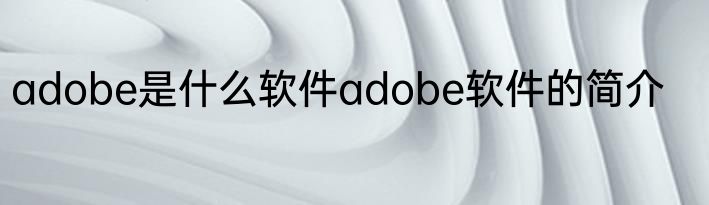 adobe是什么软件adobe软件的简介