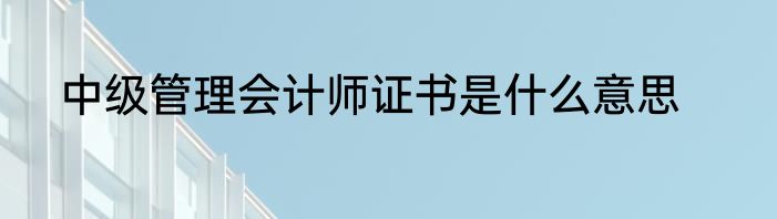 中级管理会计师证书是什么意思