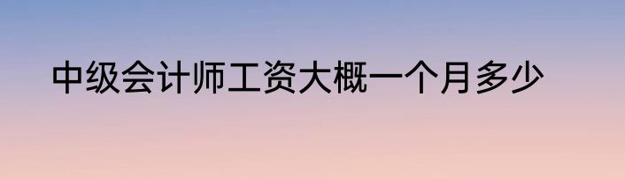 中级会计师工资大概一个月多少