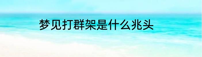 梦见打群架是什么兆头