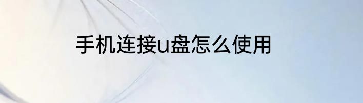 手机连接u盘怎么使用