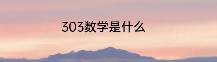 303数学是什么