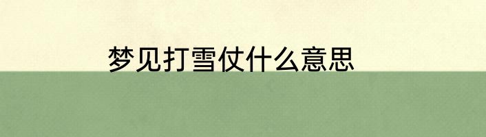 梦见打雪仗什么意思
