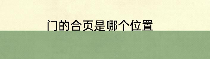 门的合页是哪个位置