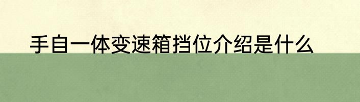 手自一体变速箱挡位介绍是什么