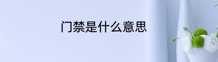 门禁是什么意思