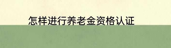 怎样进行养老金资格认证