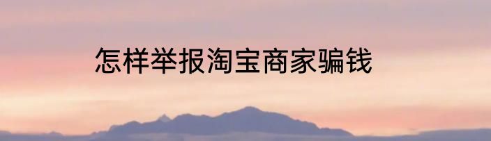 怎样举报淘宝商家骗钱