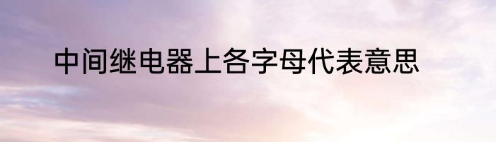 中间继电器上各字母代表意思