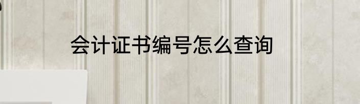 会计证书编号怎么查询