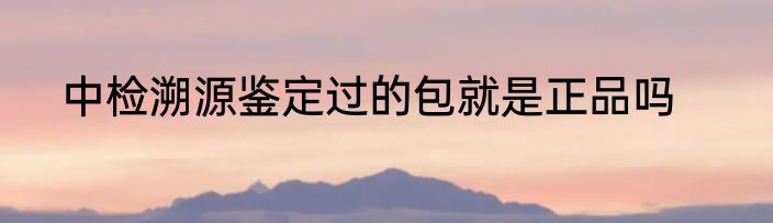 中检溯源鉴定过的包就是正品吗