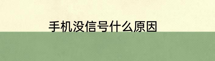 手机没信号什么原因