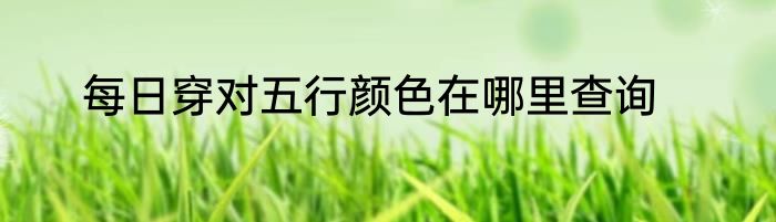 每日穿对五行颜色在哪里查询
